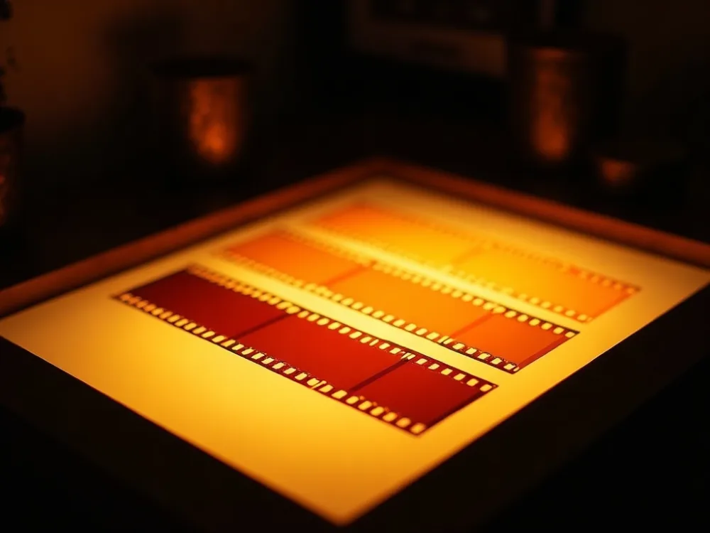 Filmnegative auf dem Leuchttisch